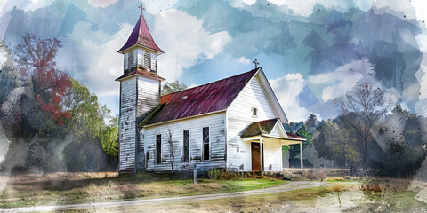 Renovation of Faith: The Restored Church and Renewed Spirit - Visualize a renovated church with a renewed spirit, illustrating the process of revitalizing faith and belief.