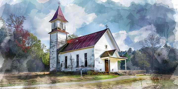Renovation of Faith: The Restored Church and Renewed Spirit - Visualize a renovated church with a renewed spirit, illustrating the process of revitalizing faith and belief.