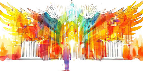 Obraz premium Building Bridges: The Connecting Arches and Unifying Faith - Imagine a bridge with connecting arches, illustrating the role of religion in building connections and unity among people