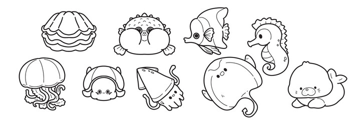 Marine Friends: Cute Cartoon Animals