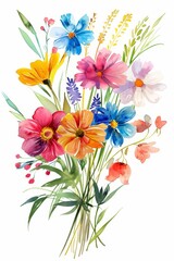 Fototapeta na wymiar Watercolor spring bouquet, vivid floral clipart, isolated on white --ar 2:3 Job ID: 4bb3f92f-2d4c-4b82-a2db-50120a27f2b9