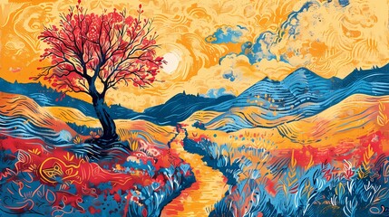Obraz na płótnie Canvas Spring pattern oil painting illustration poster background 