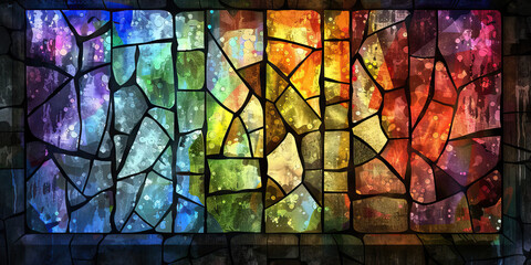 The Shattered Stained Glass Window and Renewed Faith - Visualize a shattered stained glass window being repaired, illustrating the idea of renewed faith after experiencing destruction - obrazy, fototapety, plakaty