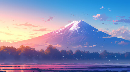 illustration of an amazing beautiful mountain