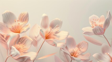 Subtle 3D soft petals, floral minimalist concept