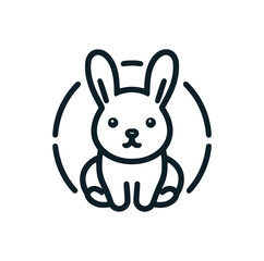 The rabbit line art icon logo. Vector illustration.
