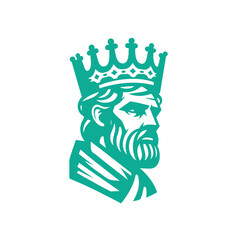 Green and White Illustration of King