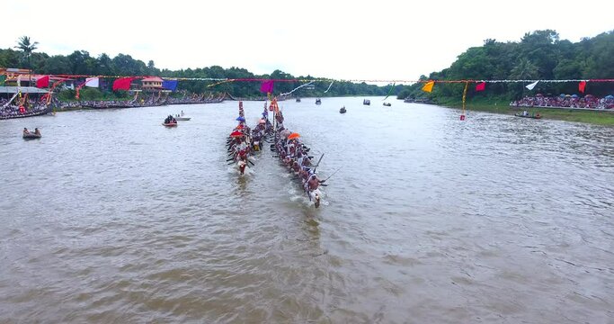 Aerial view of Boat Race Kerala Alappuzha India