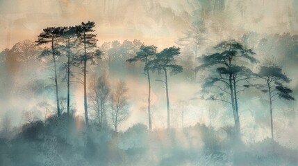 French Misty Scottish Highlands at dawn, AI Generative
