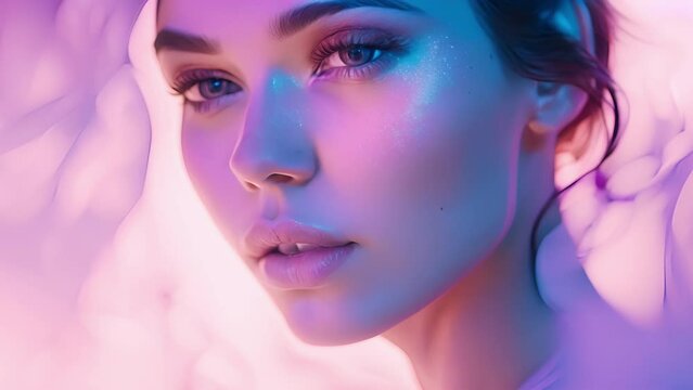 The defocused background of the highfashion photo shoot adds a touch of mystery and allure to the already captivating models. Soft pastel colors blend together in a dreamy swirl creating .