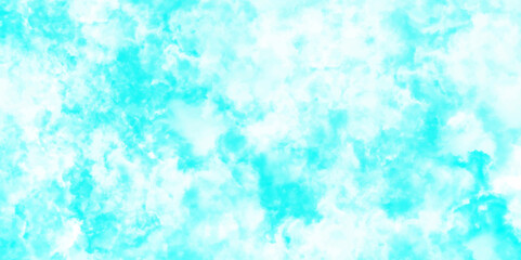 Abstract light blue watercolor cloudiness, mist, or smog background. light blue sky with white background and blurred pattern. Vivid textured aquarelle Turquoise spotted background painted by paints.