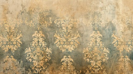 Old and faded wall paper with retro pattern