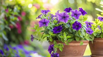 Fototapeta na wymiar Beautiful Purple color blooming Flowers in Flower Pot