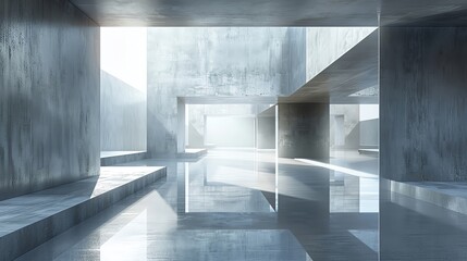 Obraz premium bstract composition of bouncing light off minimalist mirrors, creating surreal patterns in a stark, understated background