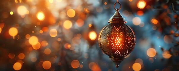 Evocative close-up of a cultural ornament representing faith, sharply focused against a diffuse, bokeh-lit background, highlighting the beauty and spirituality of the object - obrazy, fototapety, plakaty