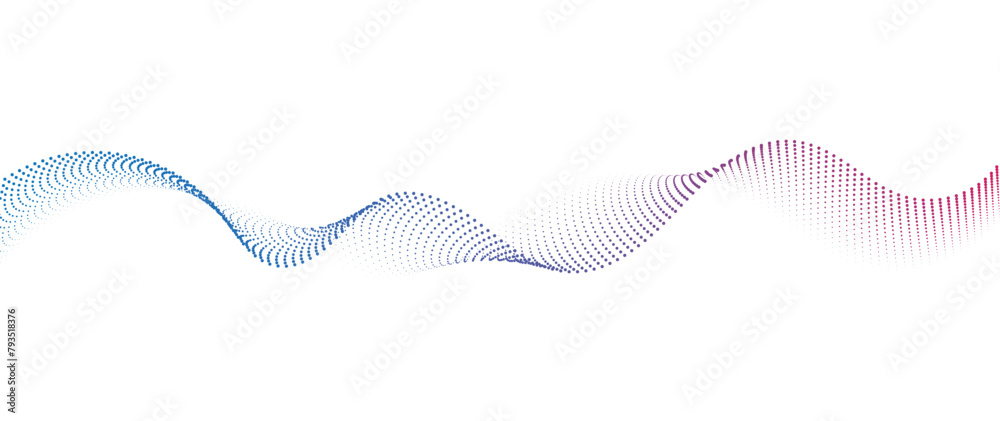 Fototapete flowing dot wave halftone gradient pattern on transparent background