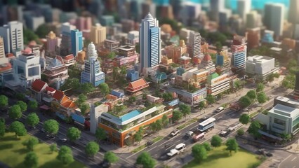 Fototapeta na wymiar Isometric 3D render of City toy town