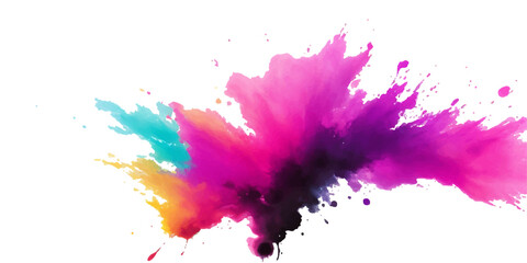 Multicolor powder explosion on White background. Colored cloud. Colorful dust explode. Paint Holi. colorful  rainbow Holi paint color powder explosion with bright colors isolated white background.