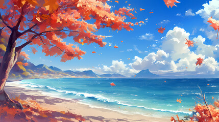 Fototapeta na wymiar beautiful autumn beach