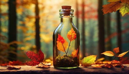 Bottled Bliss: Photo Realistic Autumn Forest Landscape in Glass