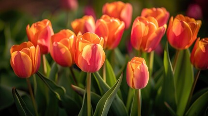 Fototapeta premium Close up image of lovely and vibrant tulip blooms