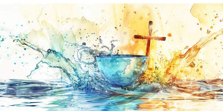 Grace: The Overflowing Cup and Cross - Picture an overflowing cup with a cross, symbolizing the overflowing grace of God through Jesus' sacrifice