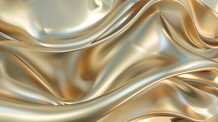 A 3D abstract of smooth, flowing lines in a metallic gold finish, arranged to suggest gentle movement and luxury.
