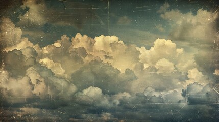 Vintage sky background with dark border and retro texture