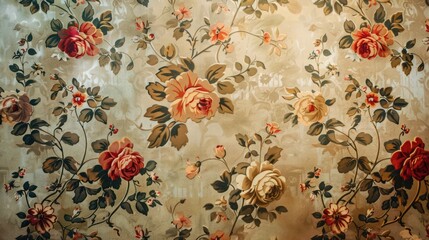 Vintage wallpaper with floral patterns