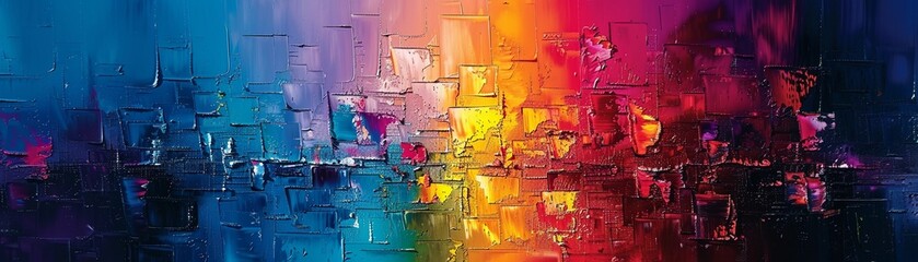 An abstract painting featuring vibrant colors and dynamic shapes, inspired by the energy of a bustling cityscape at night  8K , high-resolution, ultra HD,up32K HD - obrazy, fototapety, plakaty