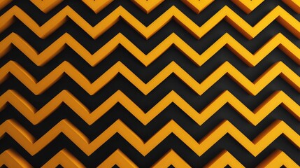 Yellow zig zag 3d stripes on black background