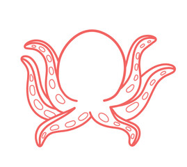 Octopus Line Art Drawing Sea Animal Cartoon Vector Illustration