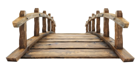 Wooden bridge isolated on transparent background