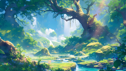 fantasy forest in anime style