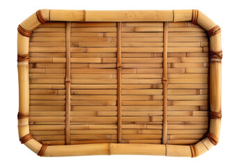 Empty bamboo tray isolated on transparent background