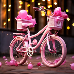 홍색 자전거의 새로운 아름다움 - obrazy, fototapety, plakaty