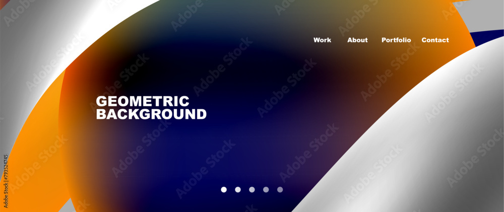 Poster a captivating geometric background featuring a gradient of electric blue, orange, and white circles.