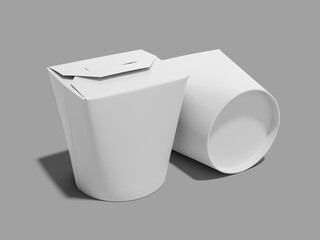 White Blank Close Noodle Food Box Packaging 3D Mockup