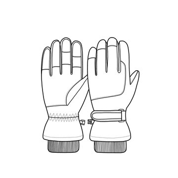 black and white winter gloves clip art preview