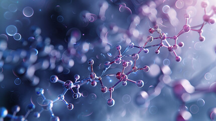 : A 3D rendering of a molecular structure with labeled atoms, - obrazy, fototapety, plakaty