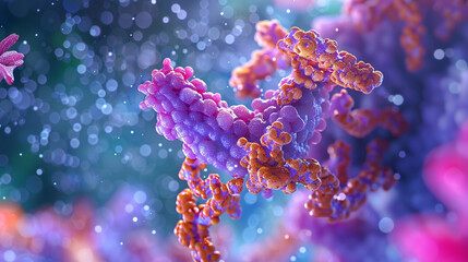 Fototapeta premium : A 3D rendering of a protein-ligand binding site,