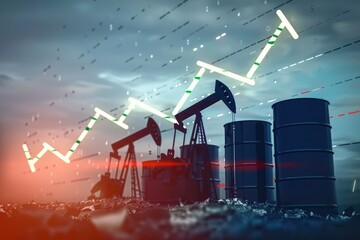 Oil prices per barrel dynamics, analyzing fluctuations in the rise and fall of energy markets, understanding the factors driving changes in oil prices for economic insights and investment strategies - obrazy, fototapety, plakaty
