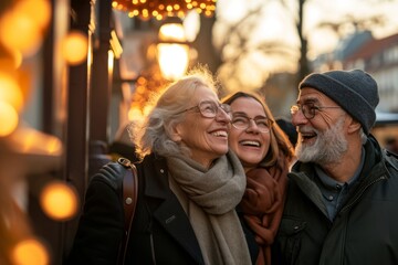 Portrait of a happy senior couple on Christmas market in Germany.