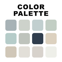 Vector illustration with palette. Color matching palette. Fashion Trend Color guide palette. RGB HEX color guide Swatch Catalog Collection. Beach summer ocean. An example of a color palette vector.