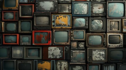 Lots of old TV walls ,Old TV wall, retro
