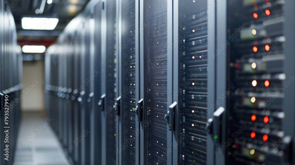 Poster data center with multiple rows