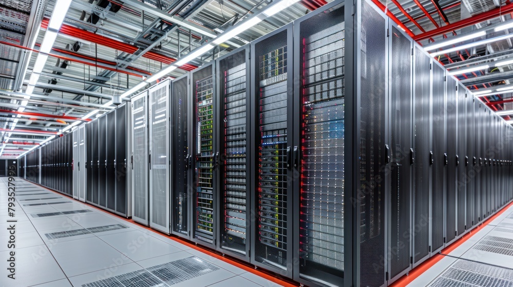 Poster data center with multiple rows