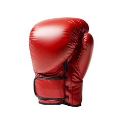 One red boxing glove isolated on white, cut out transparent