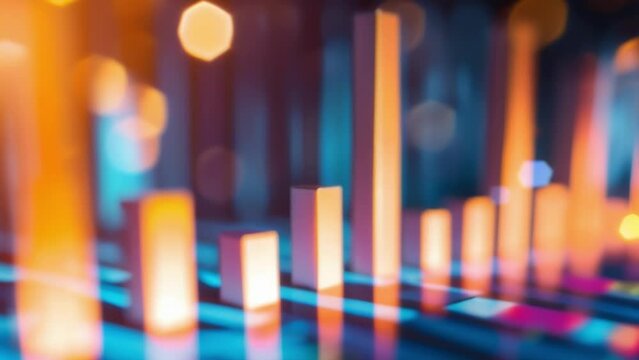 A bar graph with blurred bars and numbers in the background evoking a sense of excitement and anticipation. The colors and shapes hint at the diverse nature of venture capital investments .