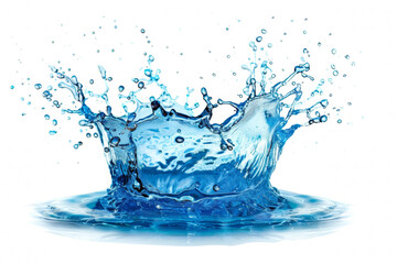 Isolated clean wet splash of blue water drops on a white background, illustration
